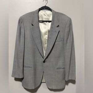 Perry Ellis Portfolio Houndstooth Blazer Men M/L Blue White Wool USA Made